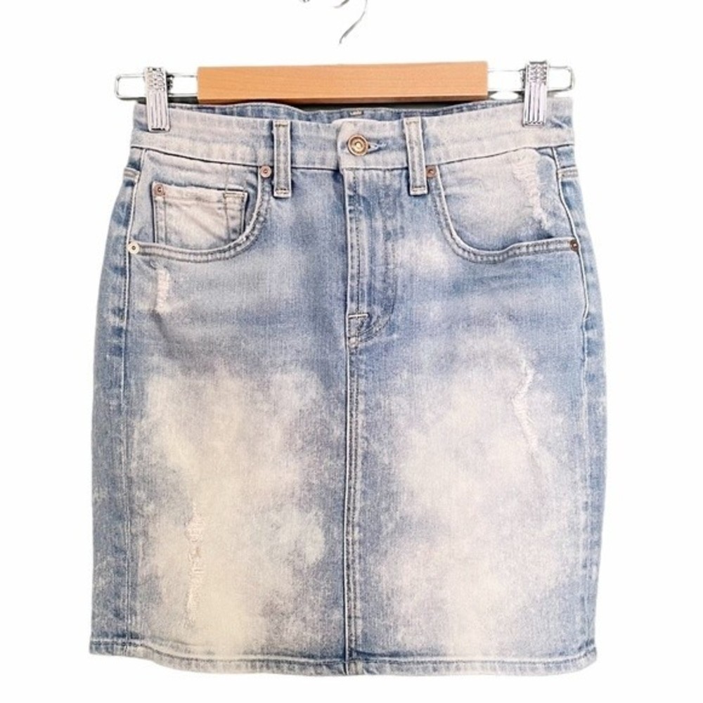7 For All Mankind Light Blue Denim Pencil Skirt